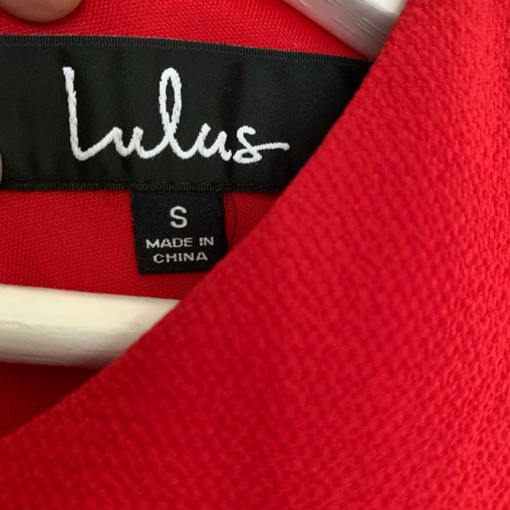 NWT Lulus Red Flounce Sleeve Dress fit and Flare - Picture 4 of 6